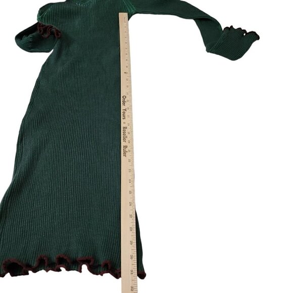 Scotch & Soda Dress Medium Green Midi Bodycon Ribbed Knit Stretch Long Sleeve - Picture 14 of 14